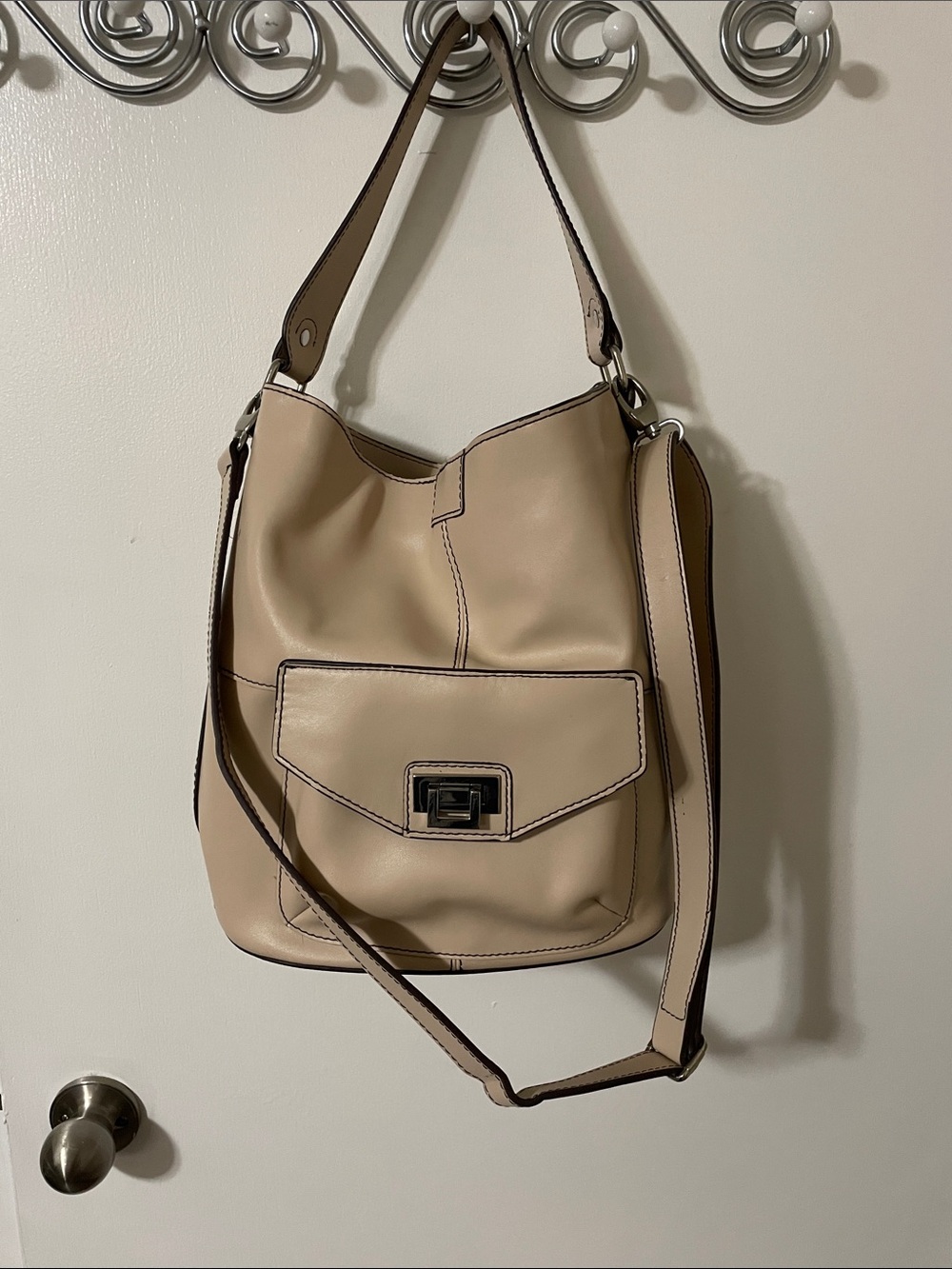 Danier Leather Blush Bucket Bag with Crossbody Strap